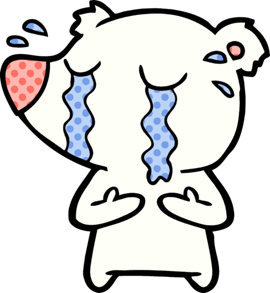 Bir insan tarafından çizilmiş üzgün küçük kutup ayısı çizgi filmi.