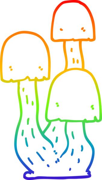 gökkuşağı gradyan çizgi çizimi bir insan tarafından çizilmiş mantar karikatürü