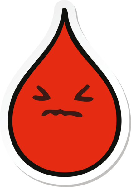 Bir insan tarafından çizilmiş garip bir el çıkartması duygusal kan damlası.