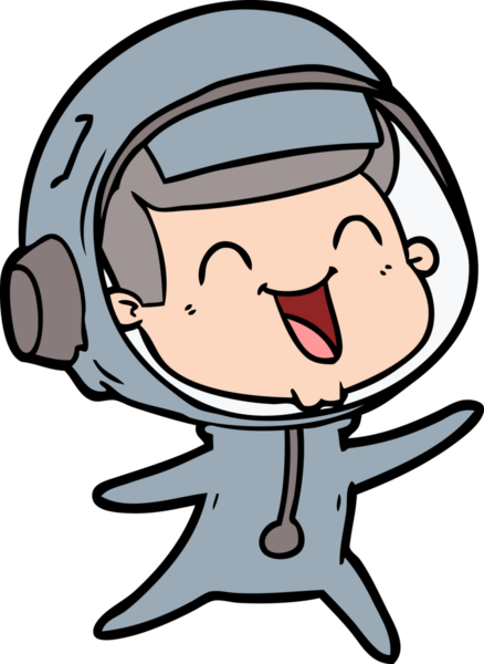 Bir insan tarafından çizilmiş mutlu astronot çizgi filmi.