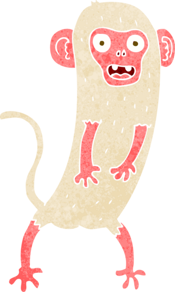 Bir insan tarafından çizilmiş çılgın bir maymun.