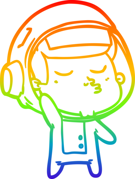 gökkuşağı gradyan çizimi bir çizgi insan tarafından çizilmiş kendinden emin astronot