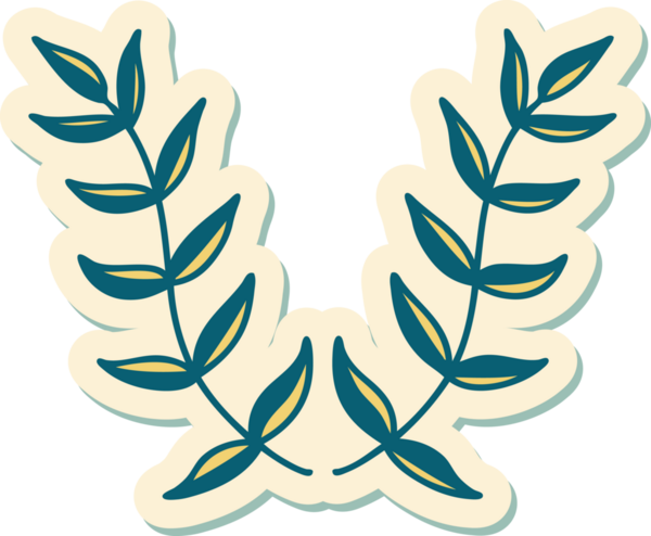 Bir insan tarafından çizilmiş defne defne stili dövme çıkartması.