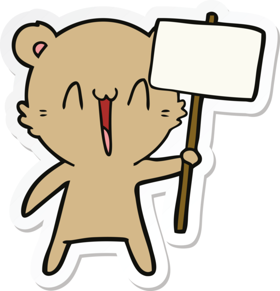 Bir insan tarafından çizilmiş mutlu ayı karikatürü.