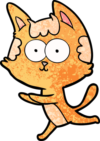 Bir insan tarafından çizilmiş mutlu çizgi film kedisi.