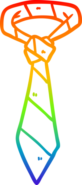 Bir insan tarafından çizilmiş çizgili bir ofis kravatının gökkuşağı gradyanı çizimi