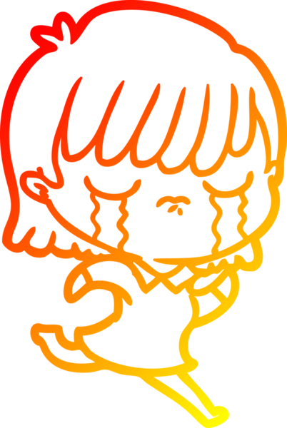 Bir insan tarafından çizilmiş, ağlayan bir çizgi kadın çizimi.