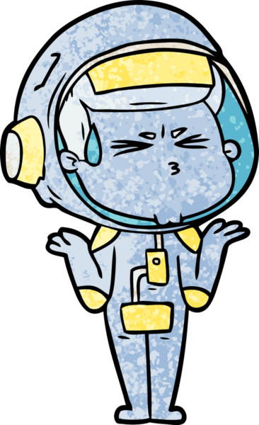 Çizgi film bir insan tarafından çizilmiş astronot.