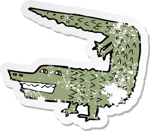 Bir insan tarafından çizilmiş timsah çizgi filminin gerilimli yapıştırması.