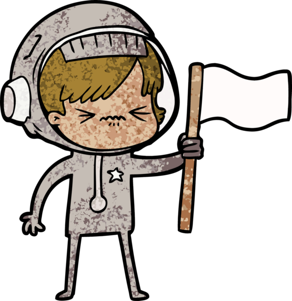 Kızgın çizgi film kızı bir insan tarafından çizilmiş bayrak sallıyor.