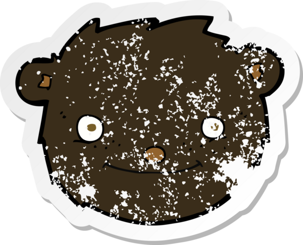 Bir insan tarafından çizilmiş siyah ayı kafasının gerilmiş çıkartması.