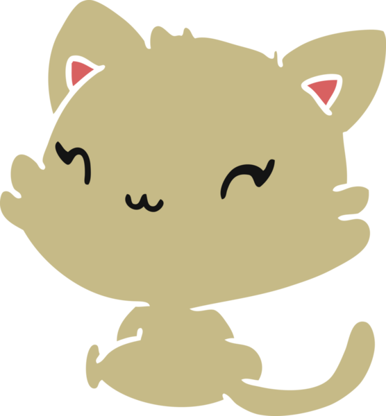 Bir insan tarafından çizilmiş sevimli bir kawaii kedisinin çizimi.