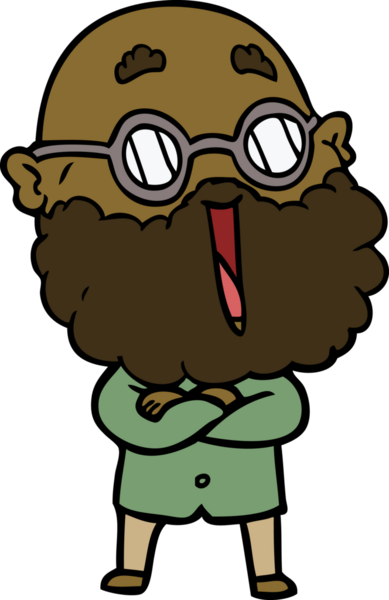 Bir insan tarafından çizilmiş sakallı neşeli bir adam.