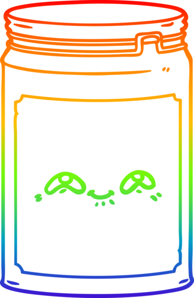 gökkuşağı gradyan çizgi çizimi bir insan tarafından çizilmiş cam bir kavanoz