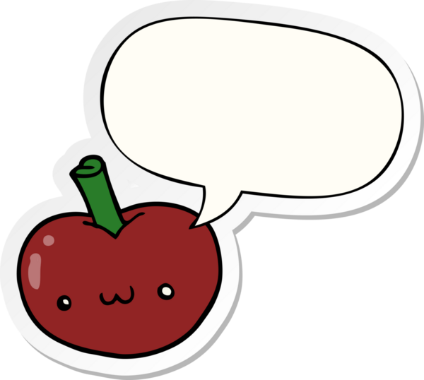 bir insan tarafından çizilmiş konuşma balonu çıkartmalı çizgi film elması.