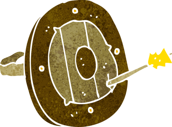 Bir insan tarafından çizilmiş oklu çizgi film kalkanı.