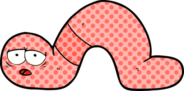 Bir insan tarafından çizilmiş yorgun solucanlar.