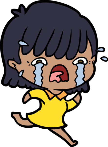 Bir insan tarafından çizilmiş ağlayan çizgi film kızı.