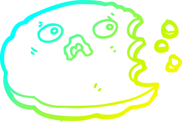 Bir insan tarafından çizilmiş bir çizgi film kurabiyesinin soğuk gradyan çizimi