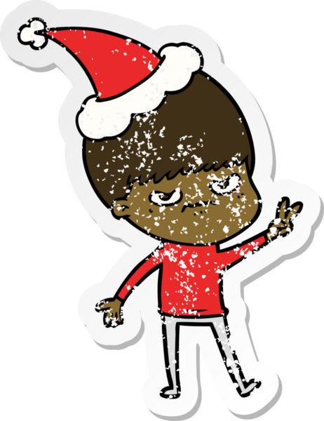 Bir insan tarafından çizilmiş Noel Baba şapkası takan bir çocuğun sıkıntılı el yazısı.