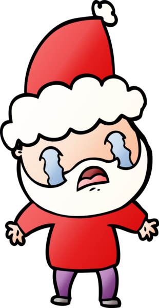 Bir insanın çizdiği Noel Baba şapkasıyla ağlayan sakallı bir adamın gradyan çizimi.