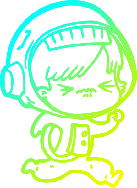 Bir insan tarafından çizilmiş soğuk gradyan çizgili astronot kadın çizimi.