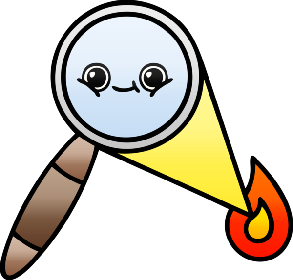 Bir insan tarafından çizilmiş bir büyüteçin gölgelenmiş karikatürü