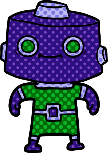 Bir insan tarafından çizilmiş çizgi film robotu