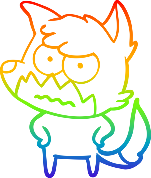 Gökkuşağı gradyan çizgi çizimi bir insan tarafından çizilmiş bir tilki