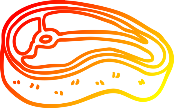 Bir insan tarafından çizilmiş iyi pişmiş etin sıcak çizgi çizimi.