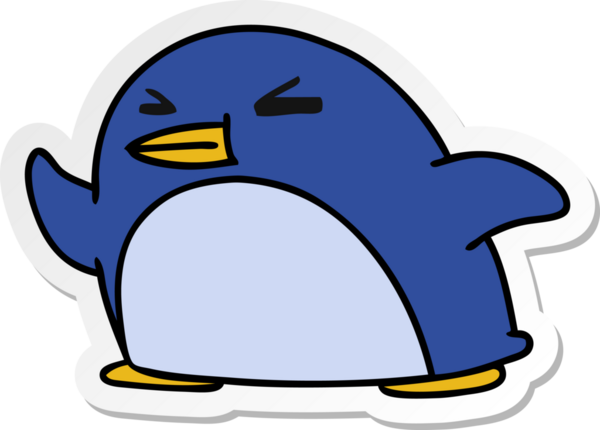 Bir insan tarafından çizilmiş sevimli bir penguen resmi.