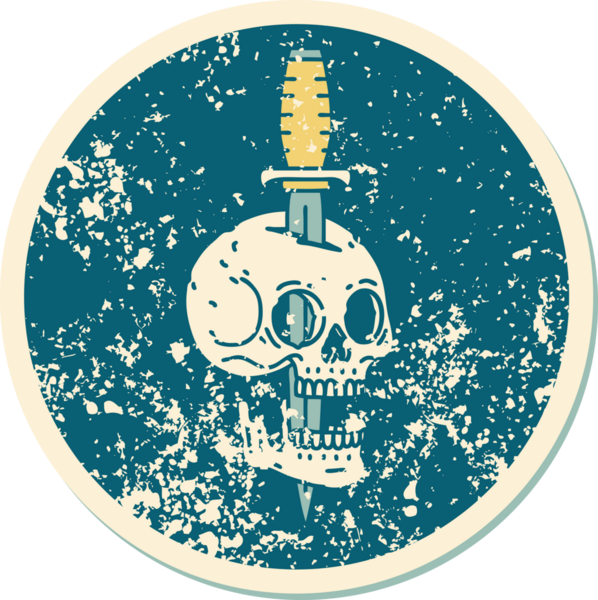 Bir insan tarafından çizilmiş bir kafatasının sembolik dövmeli görüntüsü.