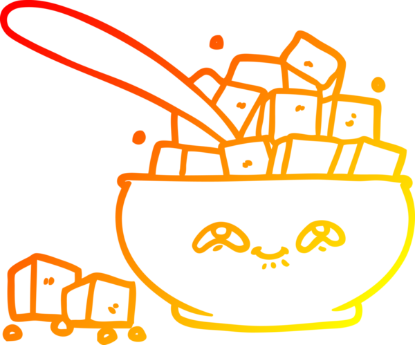 Bir insanın çizdiği karikatür şeker kasesinin sıcak çizgi çizgisi.