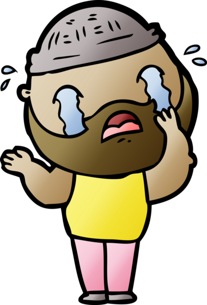 Çizgi film sakallı adam bir insan tarafından çizilmiş ağlıyor.