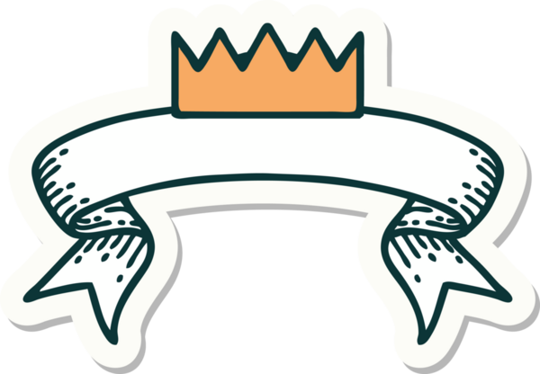 Bir insan tarafından çizilmiş taç dövmesi stili çıkartması.