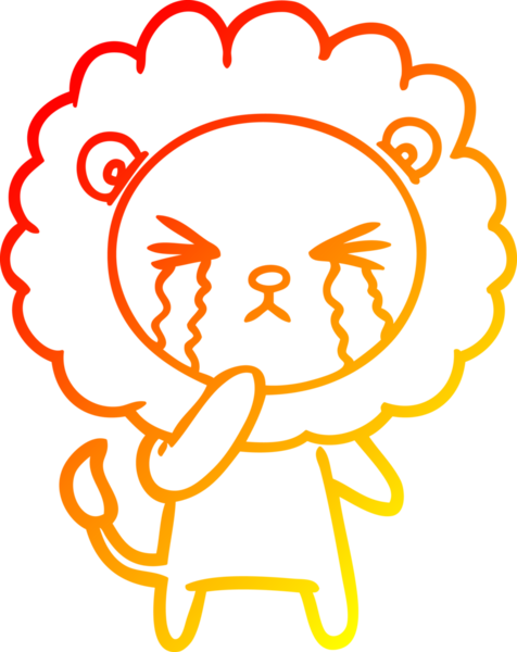 Bir insan tarafından çizilmiş, ağlayan bir aslanın çizgi çizimi.