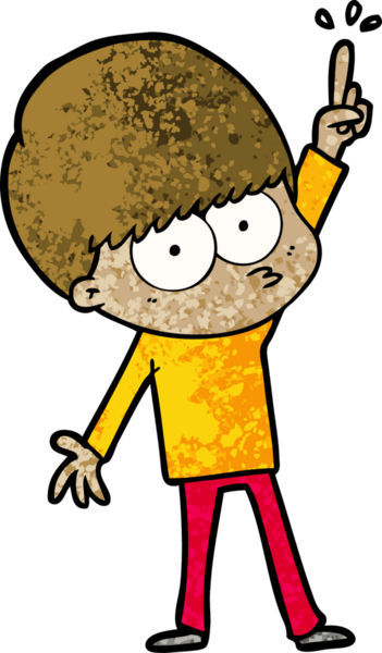 Bir insan tarafından çizilmiş bir fikri olan sinirli çizgi film çocuğu.