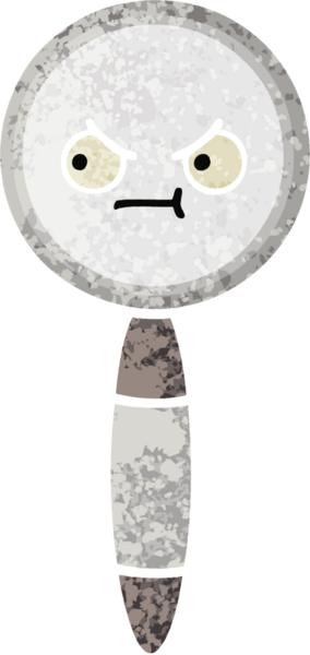 Bir insan tarafından çizilmiş bir büyüteçin retro çizim tarzı karikatürü