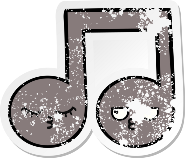 Bir insan tarafından çizilmiş şirin bir karikatür müzik notasının sıkıntılı çıkartması.