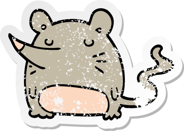 Bir insan tarafından çizilmiş karikatür bir farenin sıkıntılı çıkartması