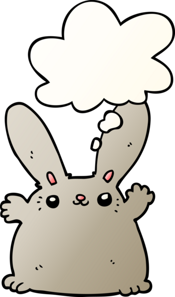 Düşünce baloncuklu çizgi film tavşanı bir insan tarafından çizilmiş.