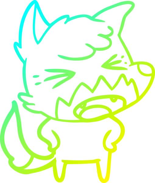 Bir insan tarafından çizilmiş kızgın bir tilkinin soğuk çizgi çizimi.