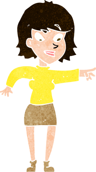 Bir insan tarafından çizilmiş çizgi film kadını.