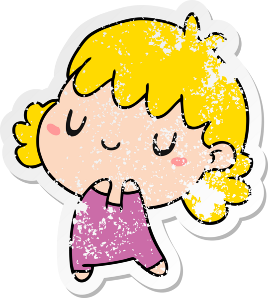 Bir insan tarafından çizilmiş sevimli bir kawai kızının sıkıntılı karikatür çizimi