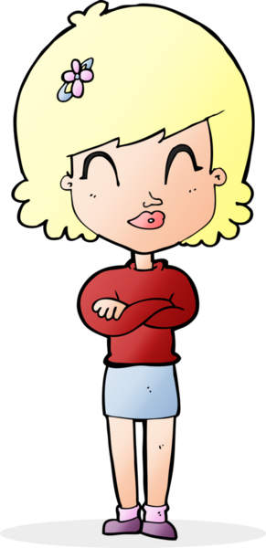 Bir insan tarafından çizilmiş kolları olan mutlu bir kadın çizgi filmi.