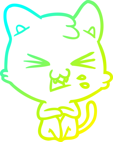 Bir insan tarafından çizilen çizgi film kedisinin soğuk gradyan çizimi