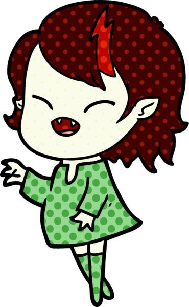 Bir insan tarafından çizilmiş gülen vampir kız çizgi filmi.