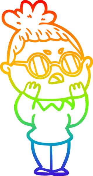 Gökkuşağı gradyan çizimi bir insan tarafından çizilmiş bir çizgi film.