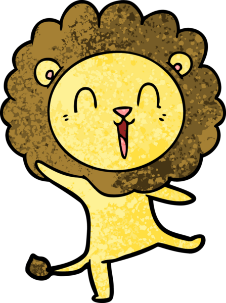 Bir insan tarafından çizilmiş gülen aslan çizgi filmi.