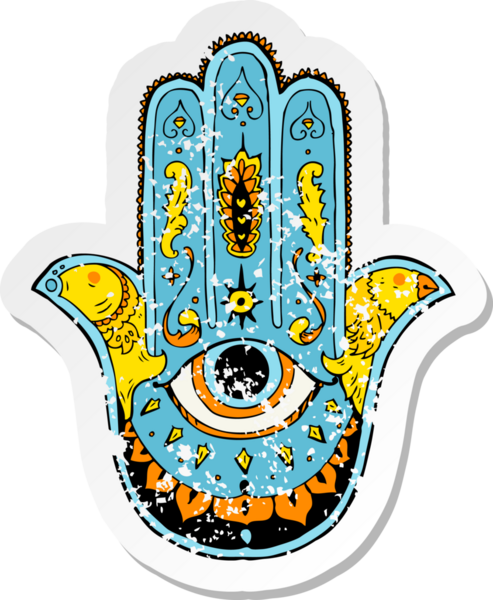 Bir insan tarafından çizilmiş çizgi film hamzasının gerilimli retro yapıştırması.